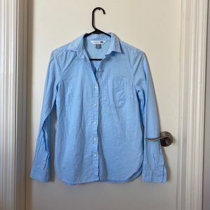 Baby blue button down top